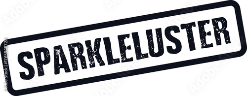 A black distressed rubber stamp mark clearly displays the word SPARKLELUSTER within a rectangle
