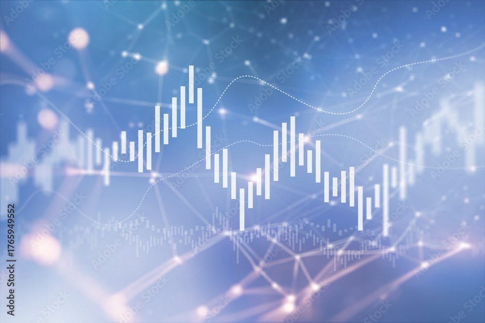 Naklejka premium Multi exposure of abstract financial graph background