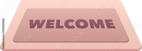 Soft interior doormat, rectangular, beige, with the inscription "Welcome."