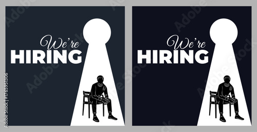 Recruitment advertising template. Recruitment Poster, Job hiring poster, social media, banner, flyer. Digital announcement job vacancies layout