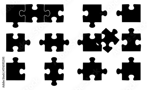 Puzzle pieces, a collection of jigsaw pieces to represent problem solving and teamwork