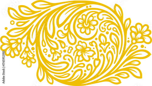 Elegant Yellow Floral Swirl Design