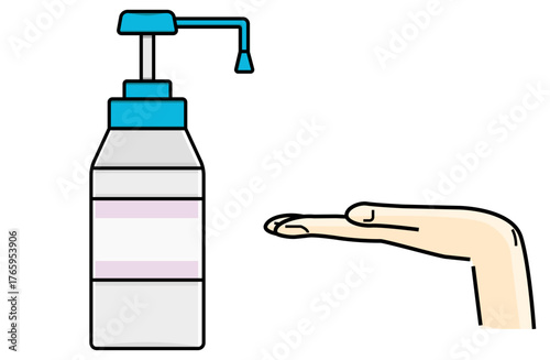 手をアルコール消毒するイラスト
