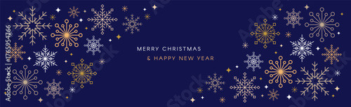 Collection of line minimal snowflakes, stars, Christmas decorations, illustrations. 2026 celebration