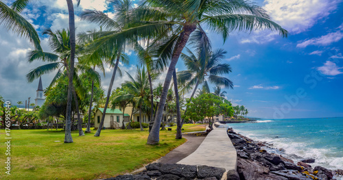 Sea front of the historical city of Kailua-Kome, Hawaii (Big Island), Hawaii, USA