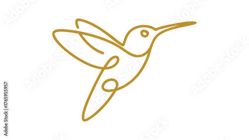 Elegant gold line art hummingbird logo design simple and abstract modern bird symbol
