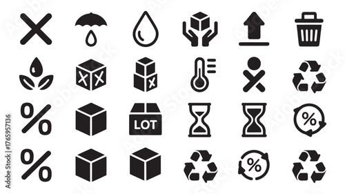 Set of packaging and handling icons simple flat design elements isolated on white background for web and mobile apps