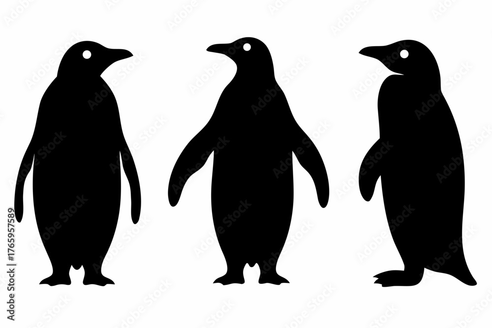 Naklejka premium penguin silhouette vector, penguin black symbol