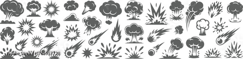 Smoke illustration set for special effects template. Steam clouds, mist, fume, fog, dust, or vapor 2D VFX Clipart element for animation.