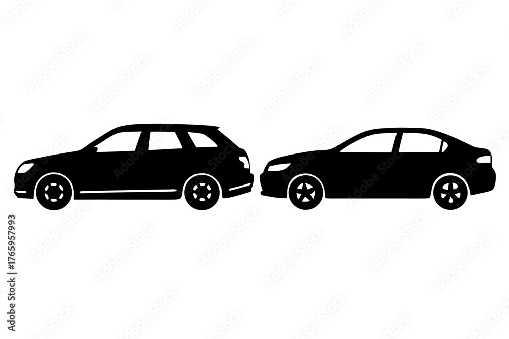 Fototapeta premium car silhouette set, car black symbol, car icon