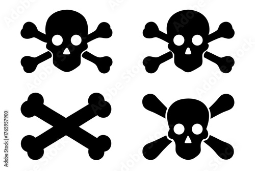 skull and crossbones silhouette vector, crossbones and skull death black symbol