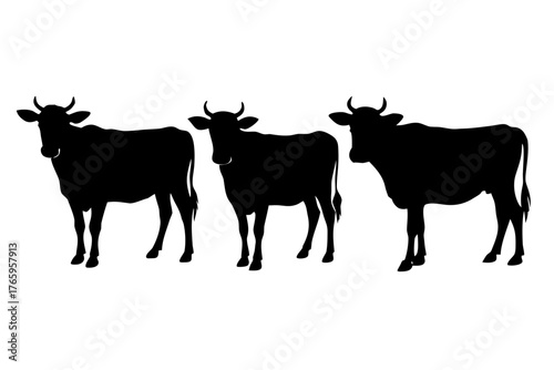 cow silhouette vector set, cow black symbol