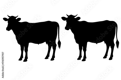 cow silhouette vector set, cow black symbol