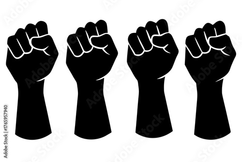 Raised Fist Silhouette Vector, Protest Hand black symbol