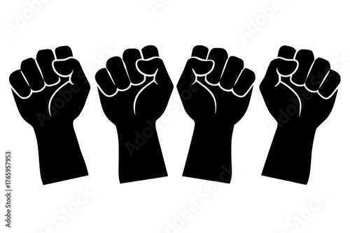 Raised Fist Silhouette Vector, Protest Hand black symbol