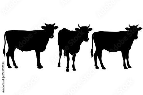 cow silhouette vector set, cow black symbol
