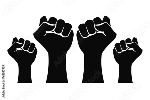 Raised Fist Silhouette Vector, Protest Hand black symbol