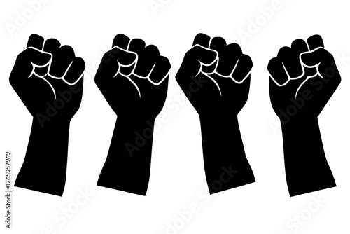 Raised Fist Silhouette Vector, Protest Hand black symbol