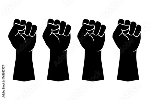 Raised Fist Silhouette Vector, Protest Hand black symbol