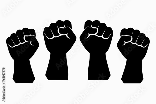 Raised Fist Silhouette Vector, Protest Hand black symbol
