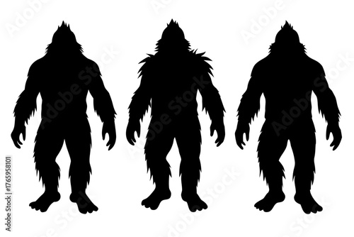 bigfoot silhouette vector set, bigfoot black symbol, bigfoot icon