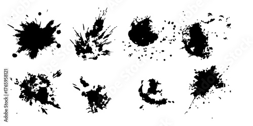 ink blots and splats. detailed ink splats Hyperrealistic Highly Detailed Isolated On Transparent Background	