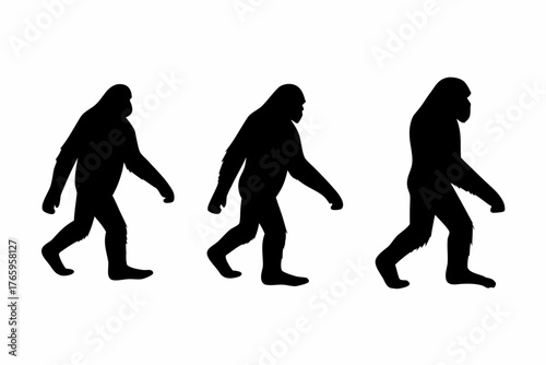 bigfoot silhouette vector set, bigfoot black symbol, bigfoot icon