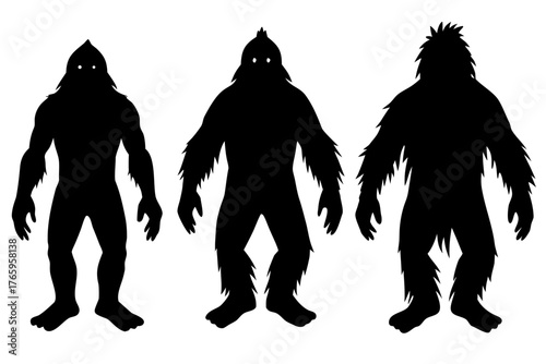 bigfoot silhouette vector set, bigfoot black symbol, bigfoot icon