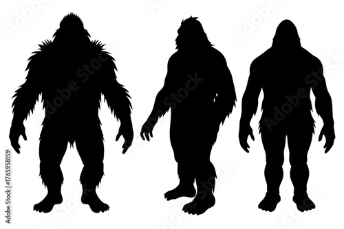 bigfoot silhouette vector set, bigfoot black symbol, bigfoot icon