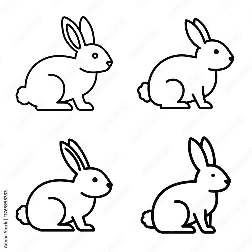 Fototapeta premium Rabbit Animals icon set. Simple vector icons isolated on a white background