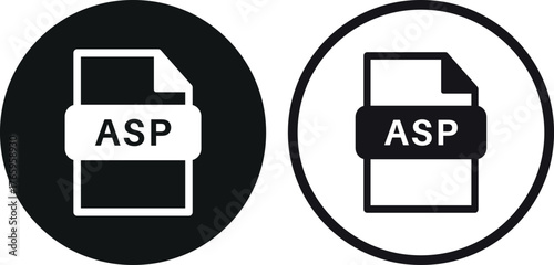 ASP file format icon set in two styles . ASP file icon . Vector illustration