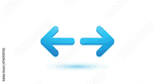 Vector illustration of two blue arrows pointing in opposite directions, left and right, with a textured effect