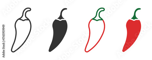 Hot chili paper icon set, vector illustration . 