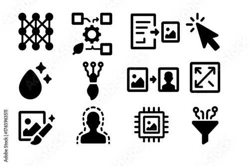 Prompt set brush ai transfer icon vector random network upscale render