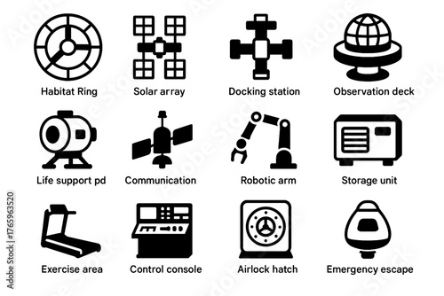 Vector orbital deck life docking arm console hatch control habitat icon pod