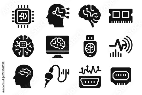 Vector ai probe data icon memory sensor advanced port neural tech drive