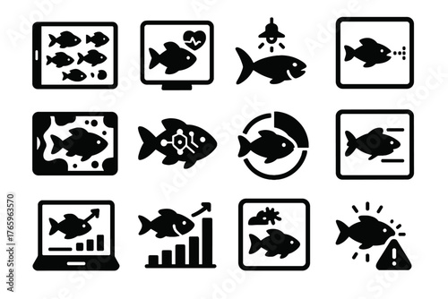 Heatmap feeding monitoring aggression cycle fish indicator icon schooling vector tracker movement