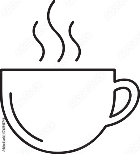 Steaming hot coffee cup icon for a warm, comforting morning beverage experience