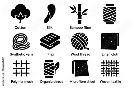 Organic bio hemp wool strand flax icon fabric cloth smart vector mesh