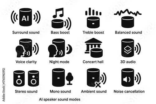 Voice audio speaker treble icon vector sound ai concert boost bass hall