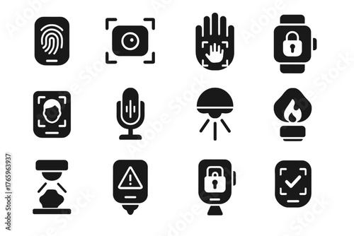 Fingerprint retina vector micro icon wrist heat nano scanner security