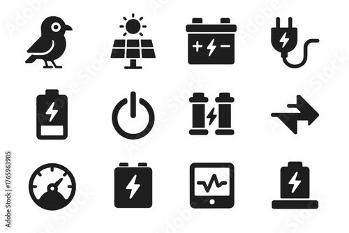 Battery backup robot icons button icon voltage panel vector port energy power