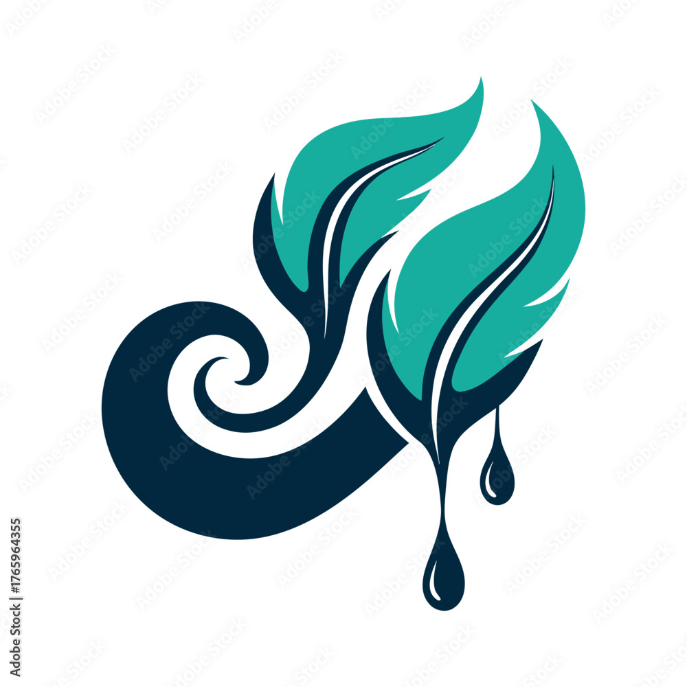 Fototapeta premium feather liquid swirls and drops vector