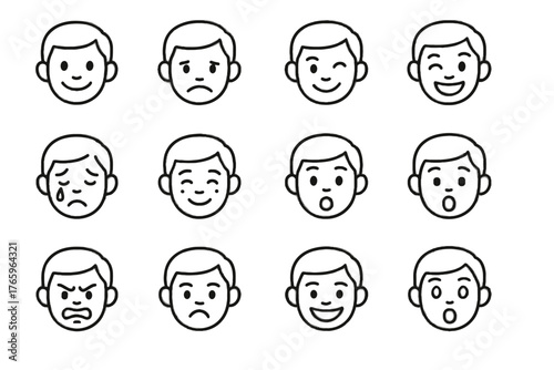 Wink icons vector cry grin snarl avatar smile yawn icon shocked pout