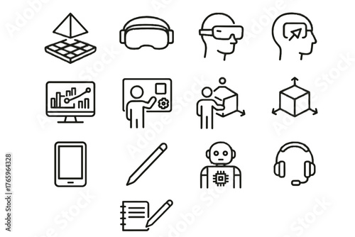 Vector stylus digital learning chart notebook ar interactive tutor immersive icon icons