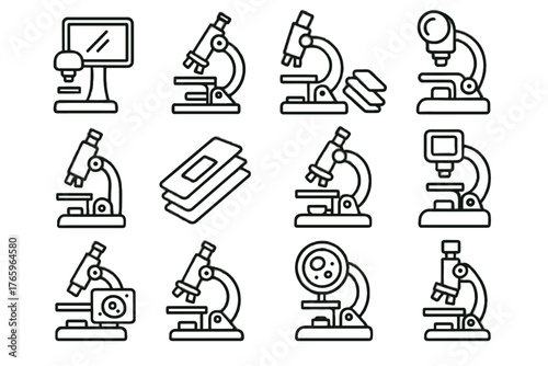 Imaging microscope microscopes slide student icons teaching educational digital lab icon vector