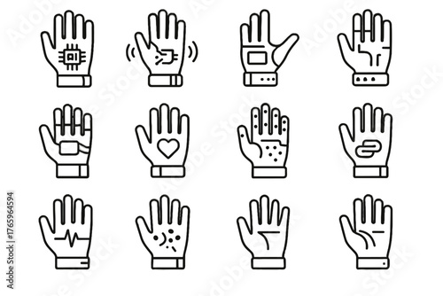 Futuristic ai interactive vector glove icon icons emotion tracking gesture smart gloves