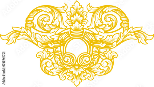 Ornate Floral Crest: Golden Decorative Element