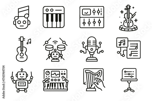 Immersive note reality virtual vector music drum sheets augmented ai icon