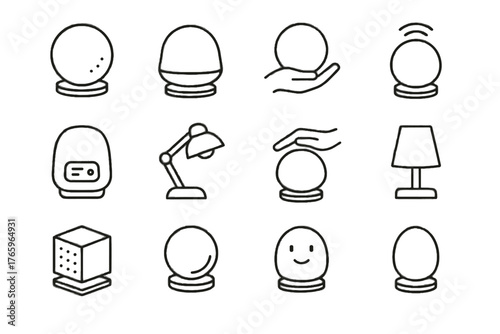 Cube orb ambient lamp light ai mood glow vector table icon smart